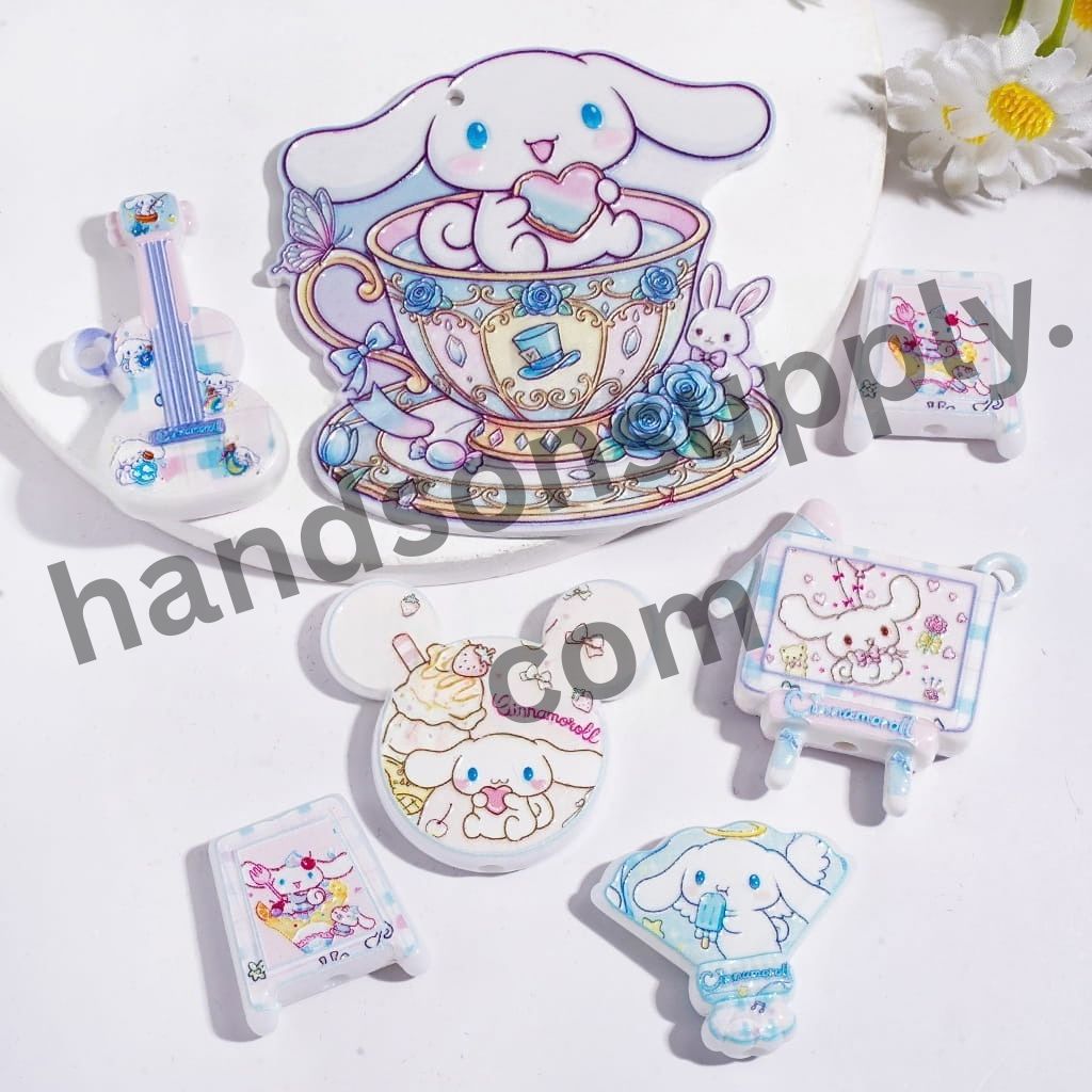 Playful Big-Eared Dog Character Designs Series Acrylic Beads & Pendants, Random Mix