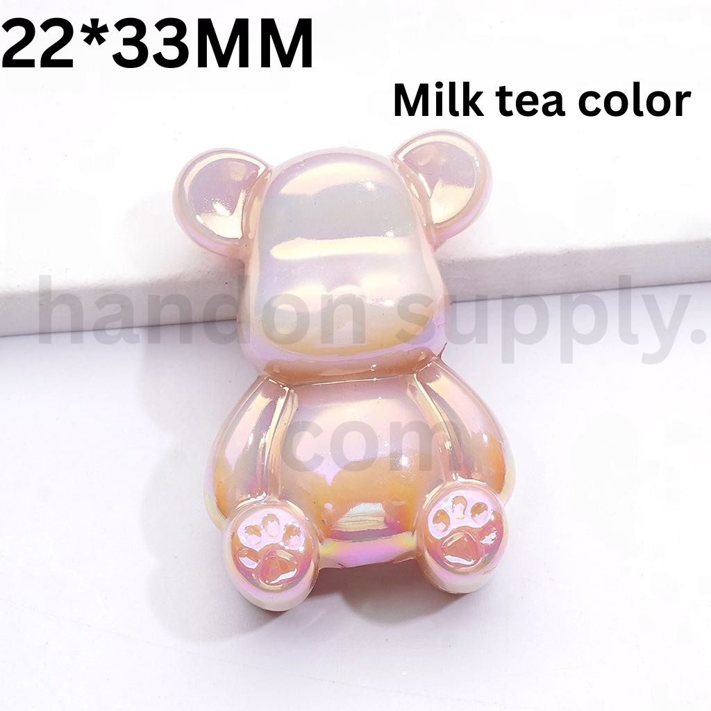 UV Coated Bearbric Style 33×22MM Solid Color Acrylic Beads Single Option Available