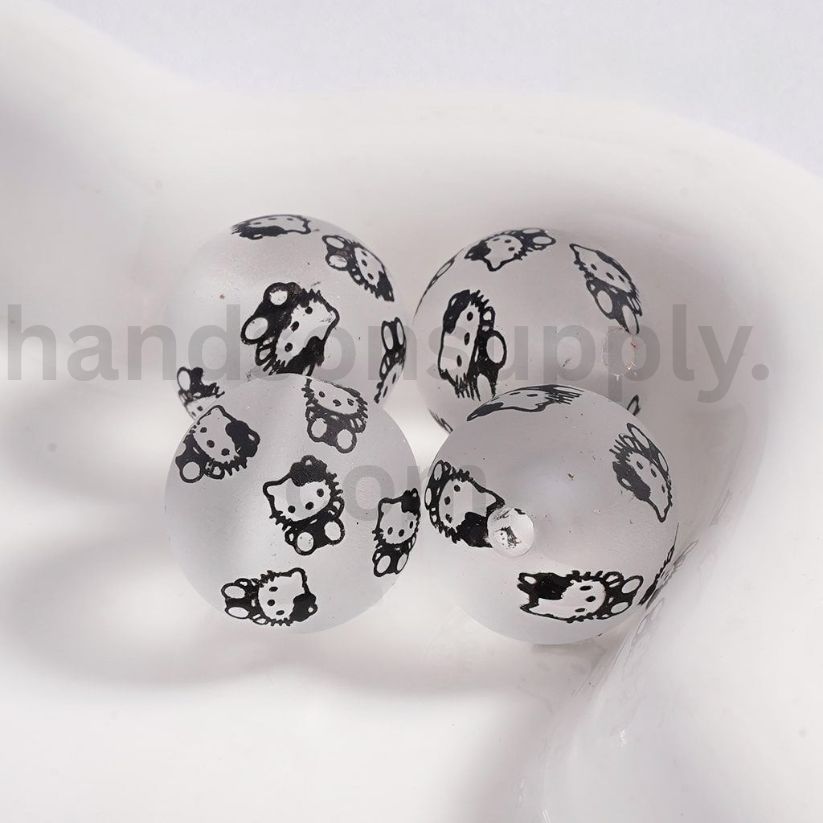 Luminous Frosted Matte Cute Cat Multi-Color Printed Acrylic Beads 16MM (Single Color is available for 200pcs(Whole Bag) Only)