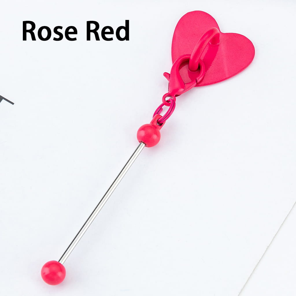 DIY Beadable Keychain Bar with Mini Lobster Clasp & Heart Accessories, 9.6*2.5CM