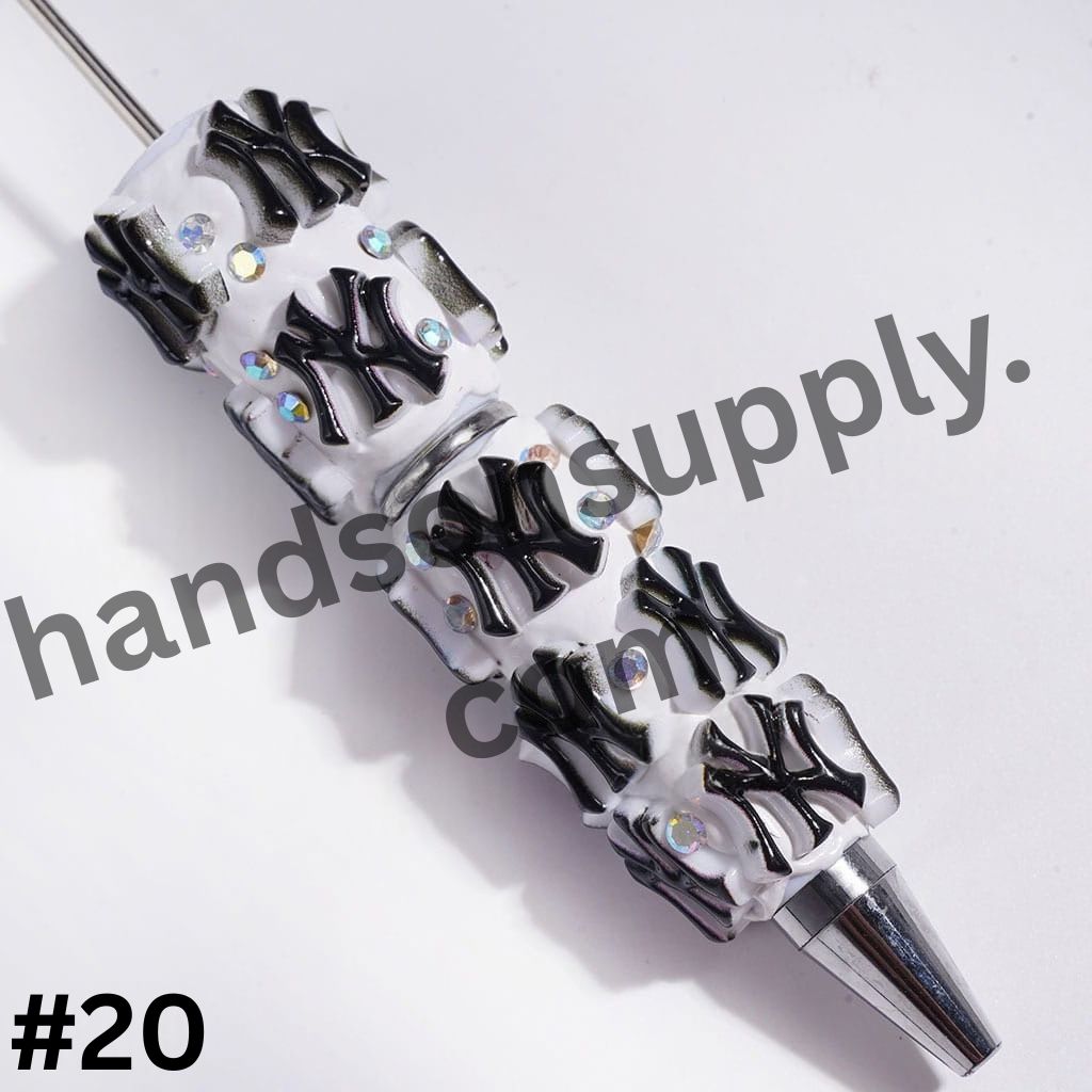 NY American Football Baseball Team Designs with Sparkling AB Rhinestones Beadable Clay Pens