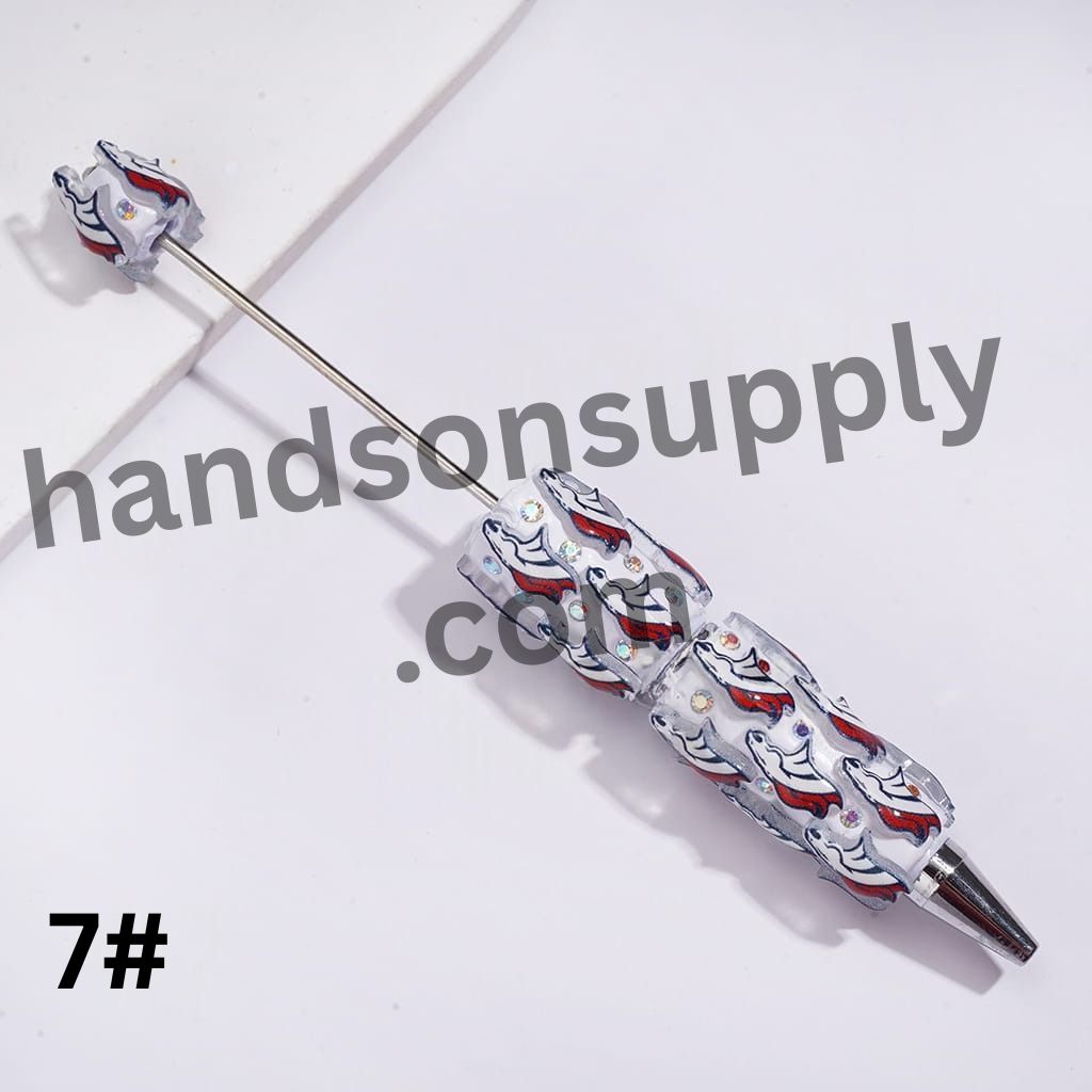 USA Football Team & Baseball Heart Design Series with Sparkling AB Rhinestone Beadable Clay Pens