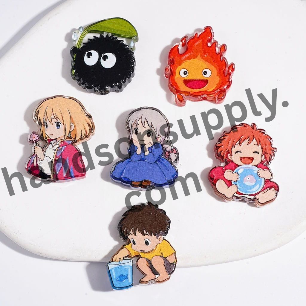 Adorable Japanese Anime Boy & Girl Character Series on Semi-Clear Acrylic Beads, Random Mix