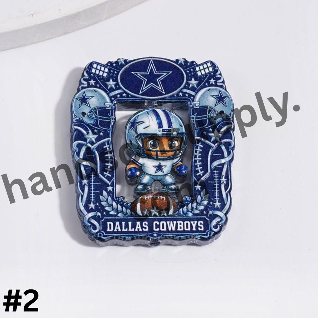 American Football Team Design Hollow Square Photo Frames and Athlete-Shaped Acrylic Beads Collection Set