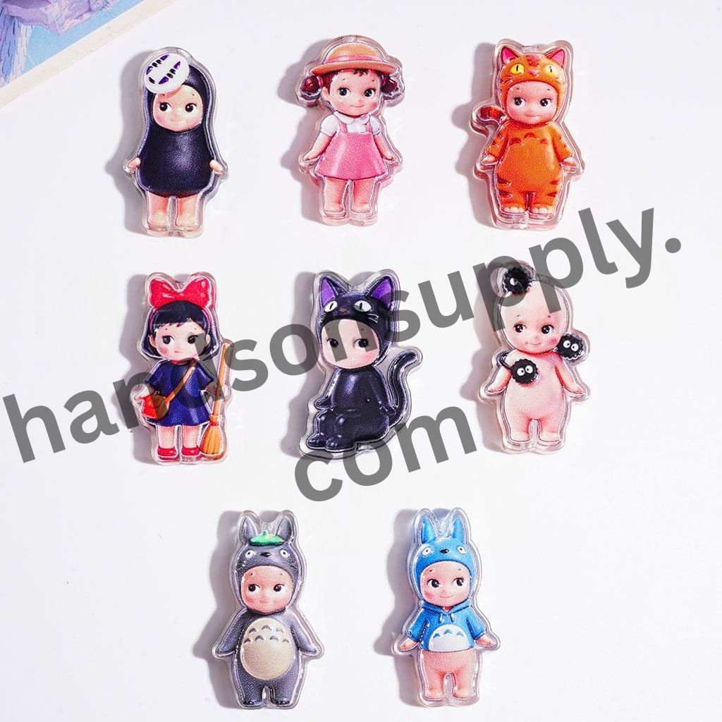 Dreamy Angel Doll Character in Diverse Classic Anime Outfit Semi-Clear Acrylic Beads, Random Mix