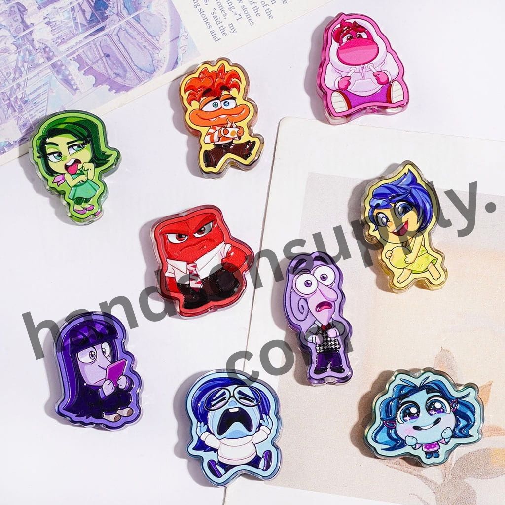 Cute Five Emotion Mind Cartoon Character Series Semi-Clear Acrylic Beads, Random Mix