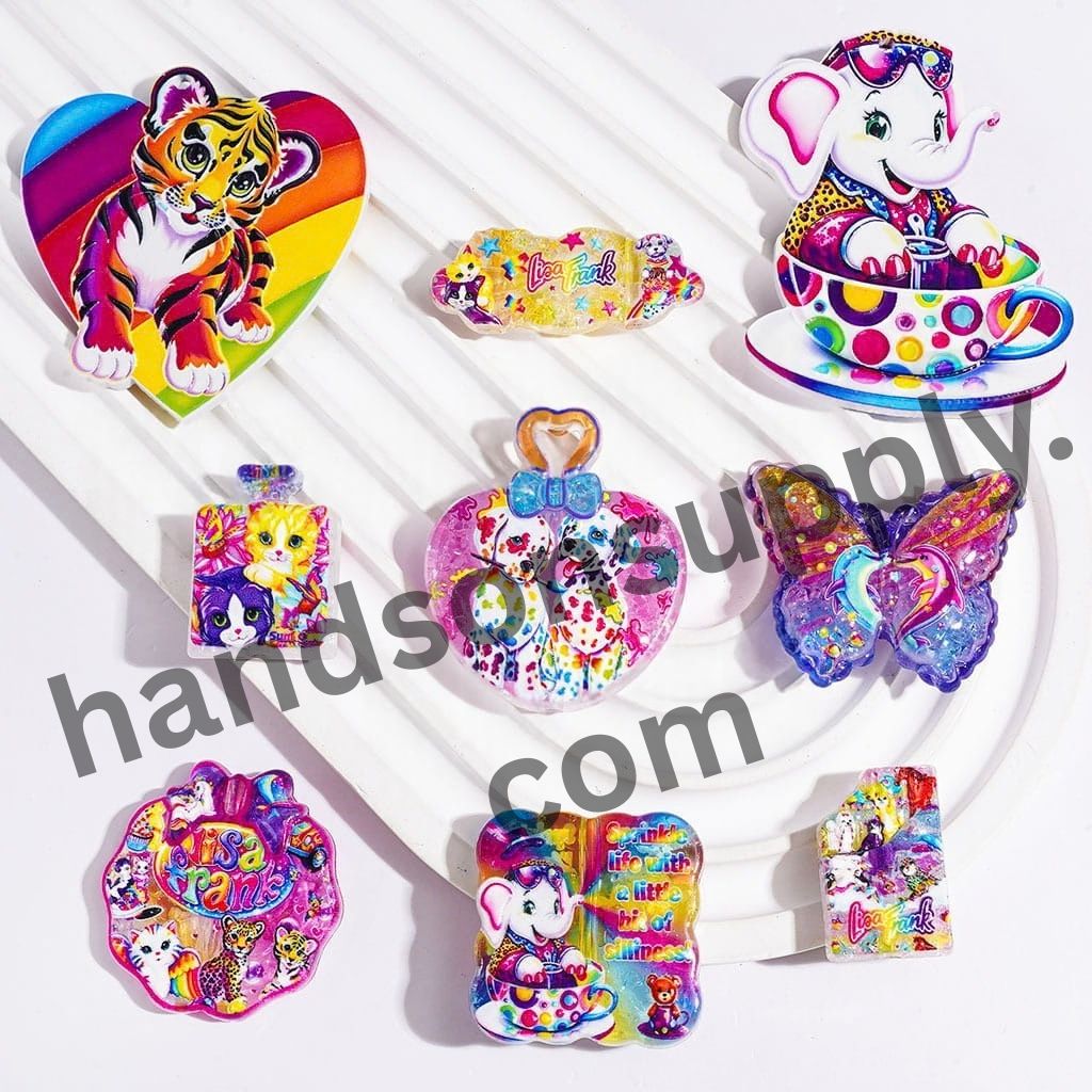 Brightly Colored Cute Playful Animal Character Series Acrylic Beads & Pendants, Random Mix