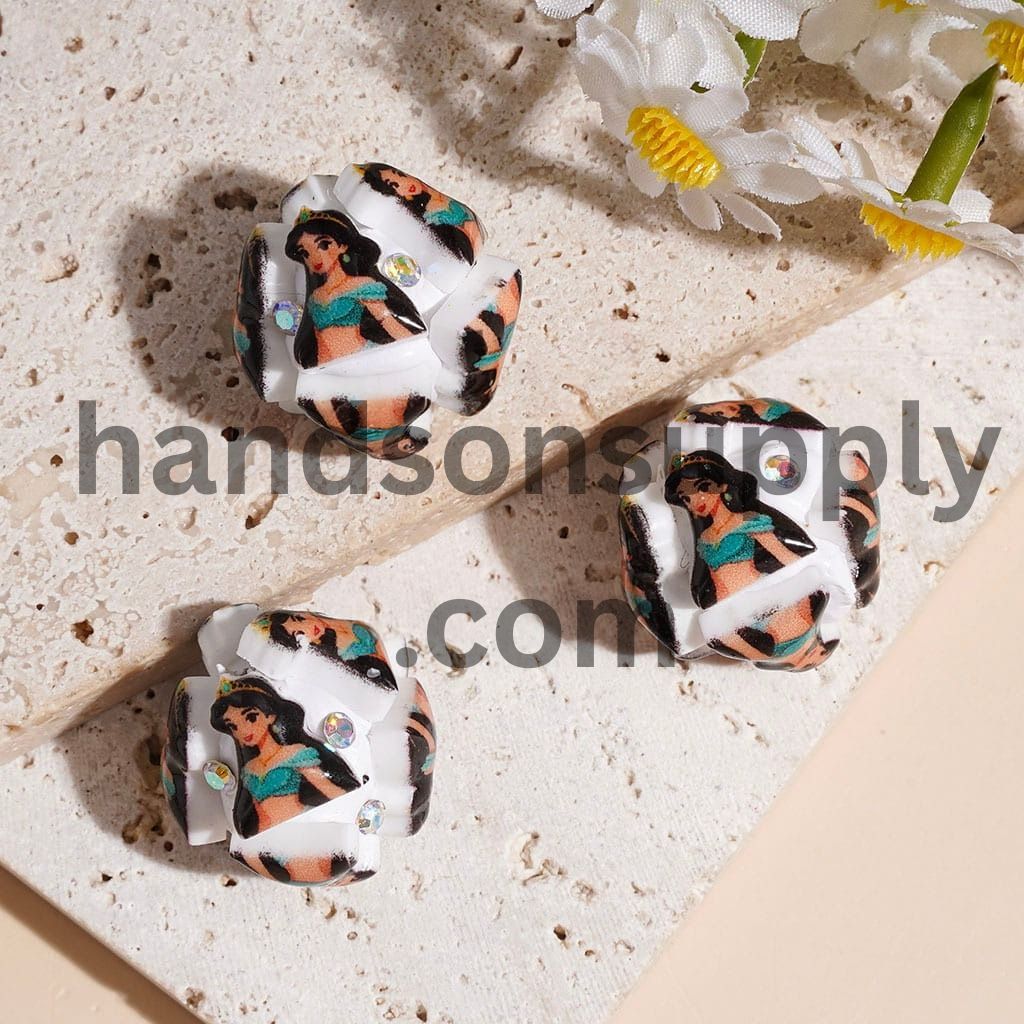 Classic Animation Pretty Princess CharacterClay Beads and AB Rhinestones, 20MM Multi-Color