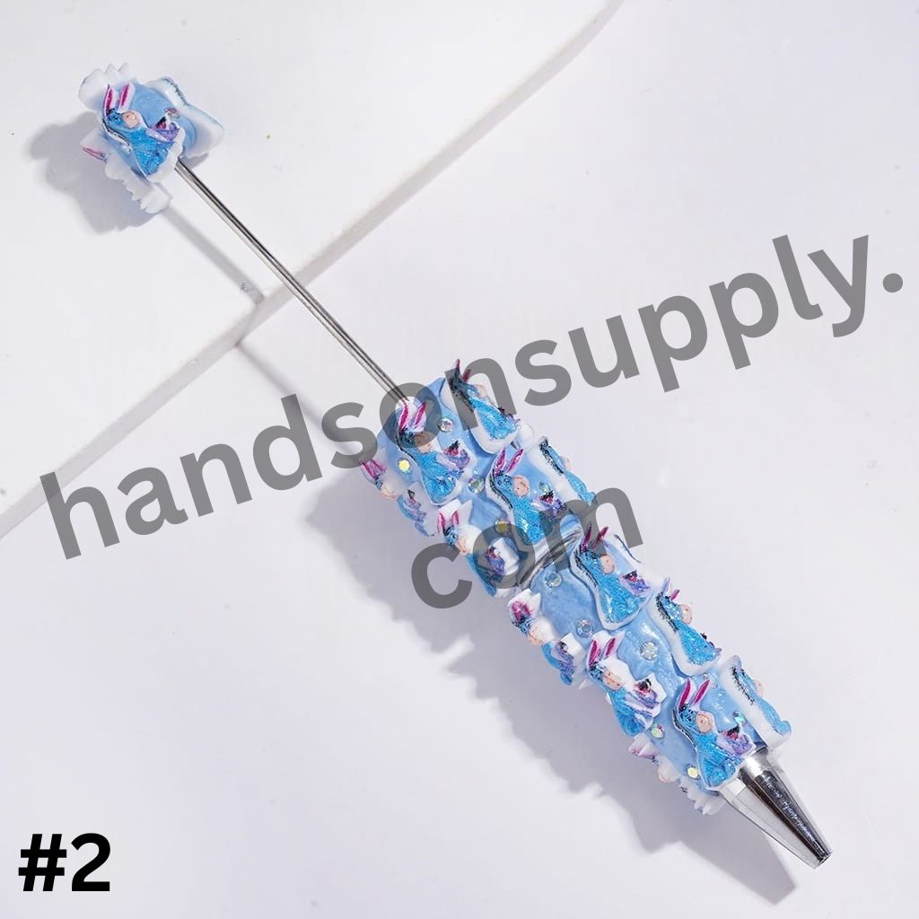 Playful Animal Character Series Donkey, Tiger, Bear & Pig with Sparkling AB Rhinestones Beadable Clay Pens, Multi-Color