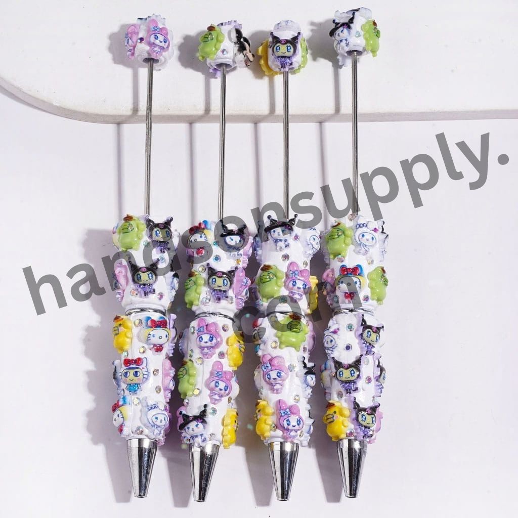 Charming Cartoon Character Series with Sparkling AB Rhinestone Beadable Clay Pens