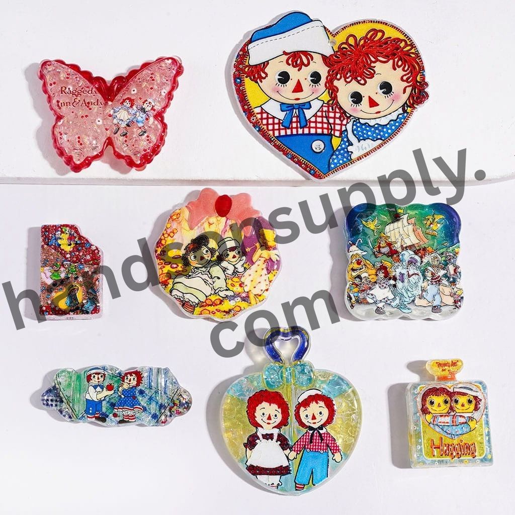 Playful Cartoon Baby Character Crackle-Effect Acrylic Beads & Pendants, Multicolor Random Mix