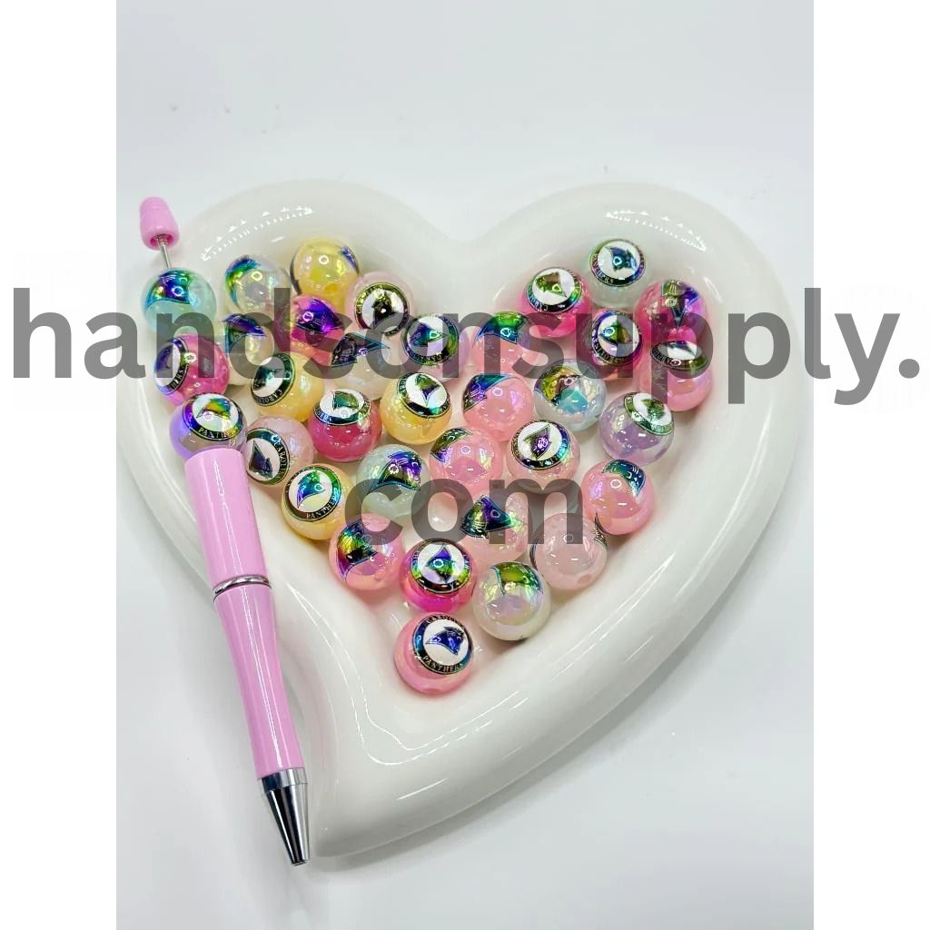 Round Jelly Color USA American Football Team Sports Acrylic Beads, 16MM
