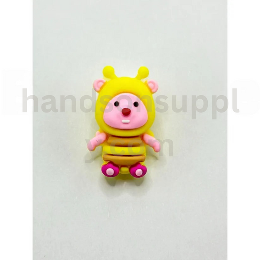 Cute 3D Bee with Loop Design Silicone Focal Beads for Jewelry Making