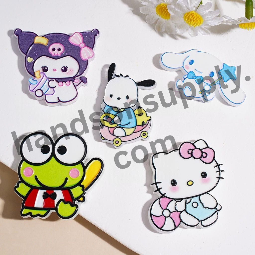 Cute Cartoon Character Series with Cat, Dog, Frog & Evil Girl Assorted Designs Acrylic Beads, Random Mix