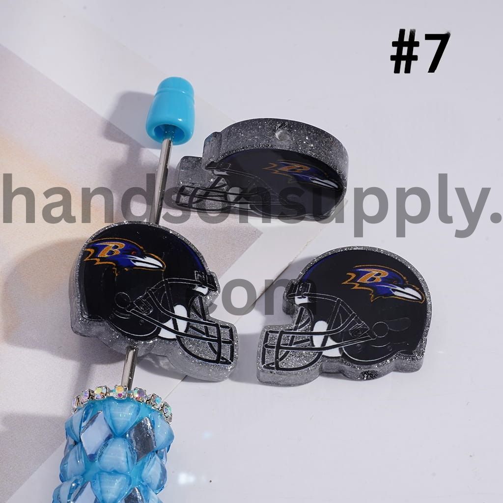 Silver Glitter USA American Football Helmet Shape Acrylic Beads 22*26MM