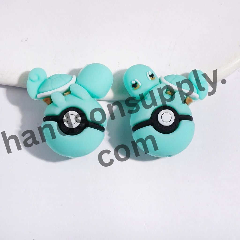 3D Adorable Turtle Character Resting on Magic Ball Silicone Focal Beads, 25*29MM, Multi-Color