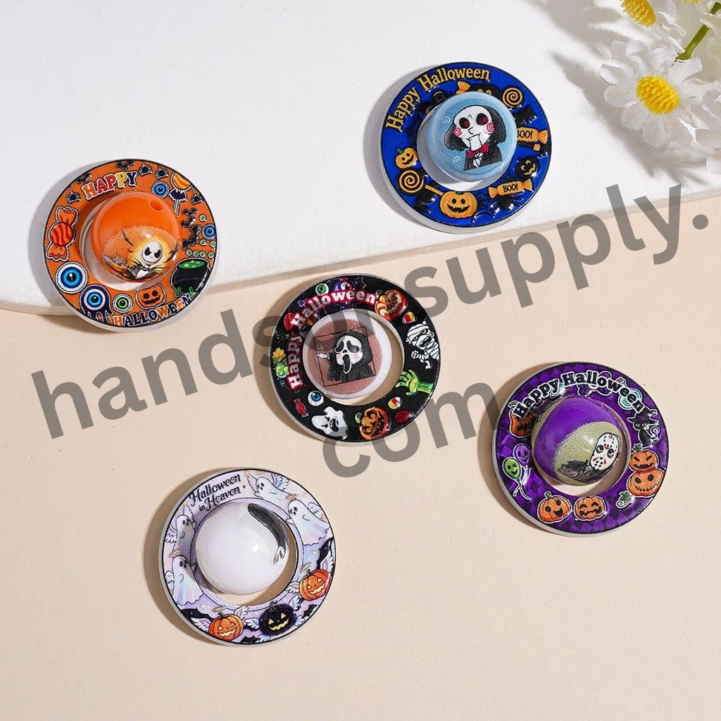 Spooky Halloween Character Series with Round Hollowed Frame & Acrylic Beads, Random Mix (The Round Beads is 16MM, Hollowed Round Frame is 30MM)