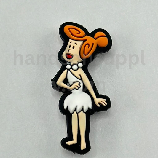 Wilma Flint Mom Character in White Skirt and Necklace Silicone Focal Beads