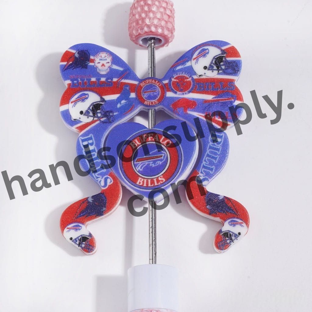 Buffalo American Football Team Design Heart and Bowtie-Shaped Silicone Focal Beads, 44*52MM