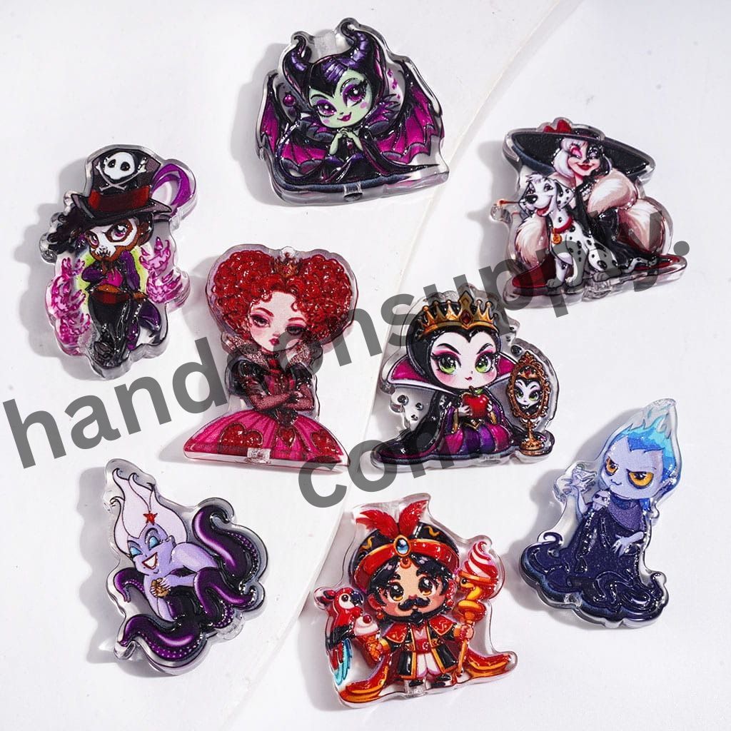 Cute Cartoon Villain Characters Classic Animation Series, Semi-Clear Acrylic Beads, Random Mix