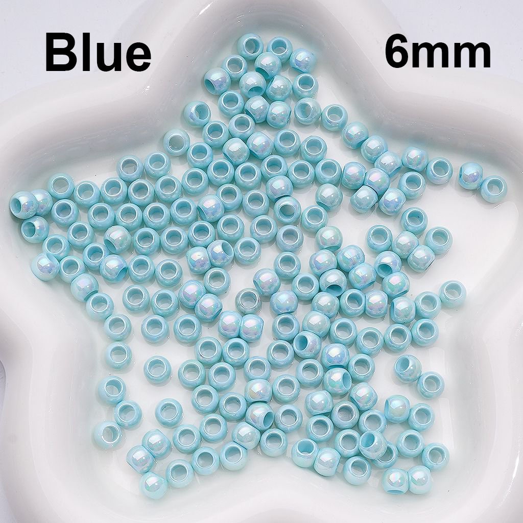 UV Coating Mini Seed with Large Hole Round Acrylic Spacer Waist Beads for Jewelry Making 6MM Random Mix (Can be Used for Pen)