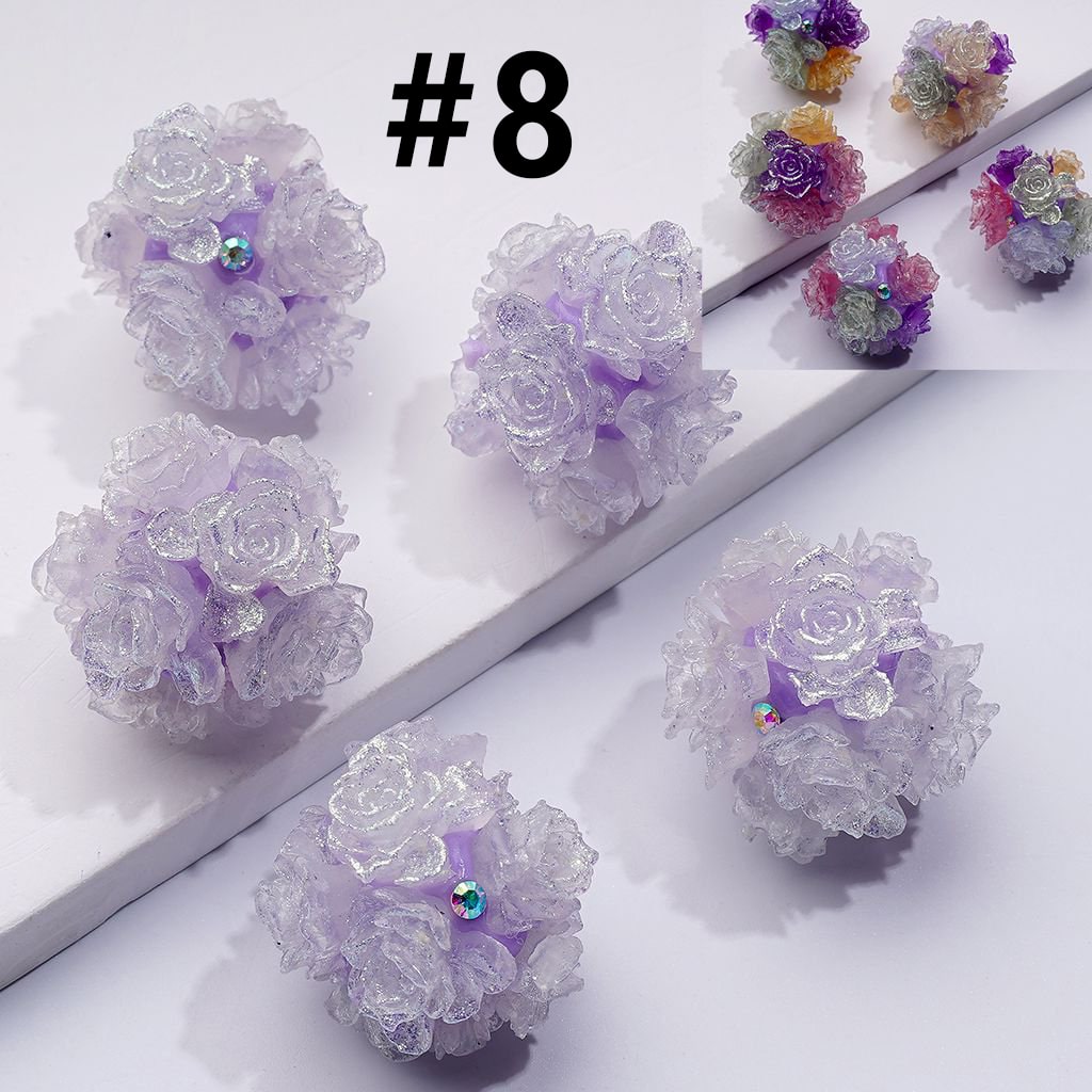 Color Changing Glitter Flower Clay Beads with AB Rhinestones, Round Shape, Approx. 24MM