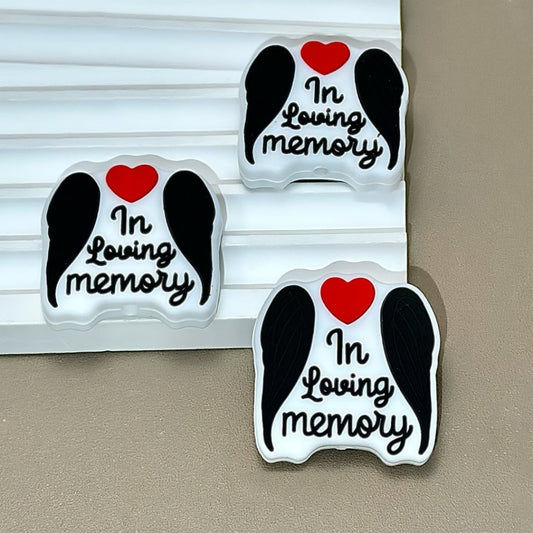 Red Heart In Loving Memory Valentine's Day Silicone Focal Beads