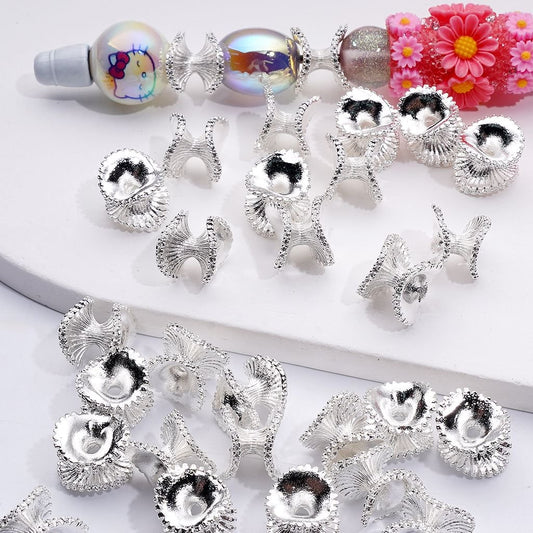 Silver Alloy Wavy Rondelle Spacer Beads, Double-Layered Design, 12*10MM