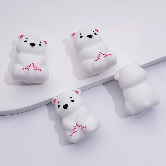 Adorable 3D Polar Bear Silicone Focal Beads for Crafting & Jewelry Making