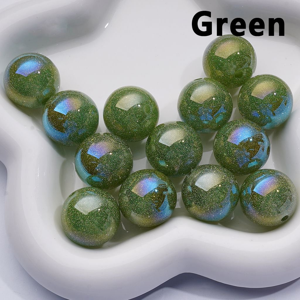 UV Coating Multi-Color Glitter Shiny Round Acrylic Beads 20MM