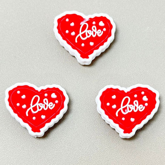 Red Heart Love Valentine's Day Cute Silicone Focal Beads