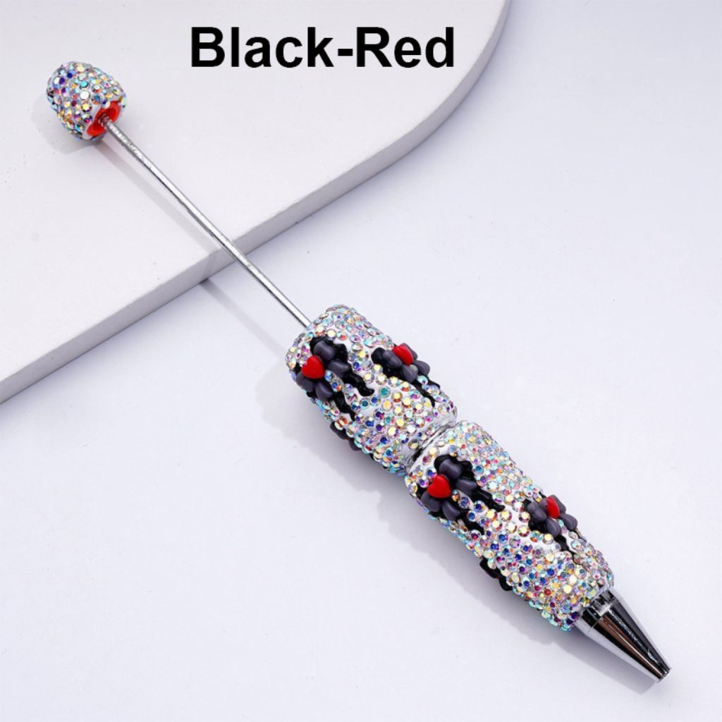Beadable Clay Pens Decorated with Ribbon Bowknots & AB Rhinestones, Full Coverage, Random Mix