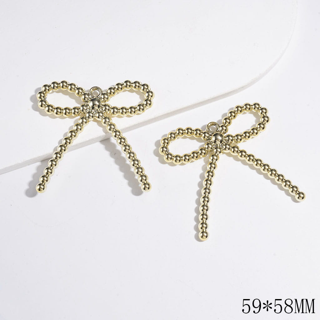 Elegant Large Bowtie-Shaped Acrylic for DIY Charms Pendants and Jewelry Accessories, 59*58MM, Gold and Silver