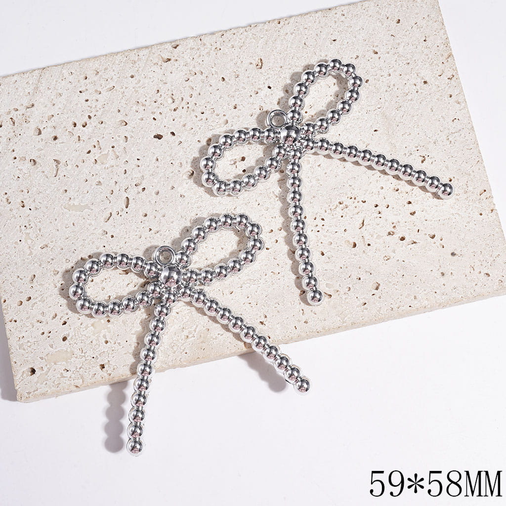 Elegant Large Bowtie-Shaped Acrylic for DIY Charms Pendants and Jewelry Accessories, 59*58MM, Gold and Silver