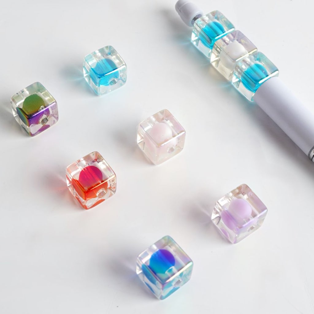 Double Layer Cube Acrylic Beads Random Mix ZA
