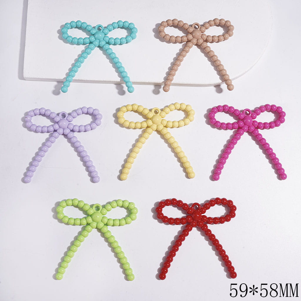 Vibrant Large Bowtie-Shaped Acrylic for DIY Charms Pendants and Jewelry Accessories, 59*58MM, Multi-Color, Random Mix