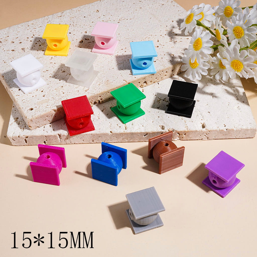Acrylic Attachment for Beadable Pens, Double-Sided, Horizontal Hole, 15*15MM, Multi Colors Random Mix