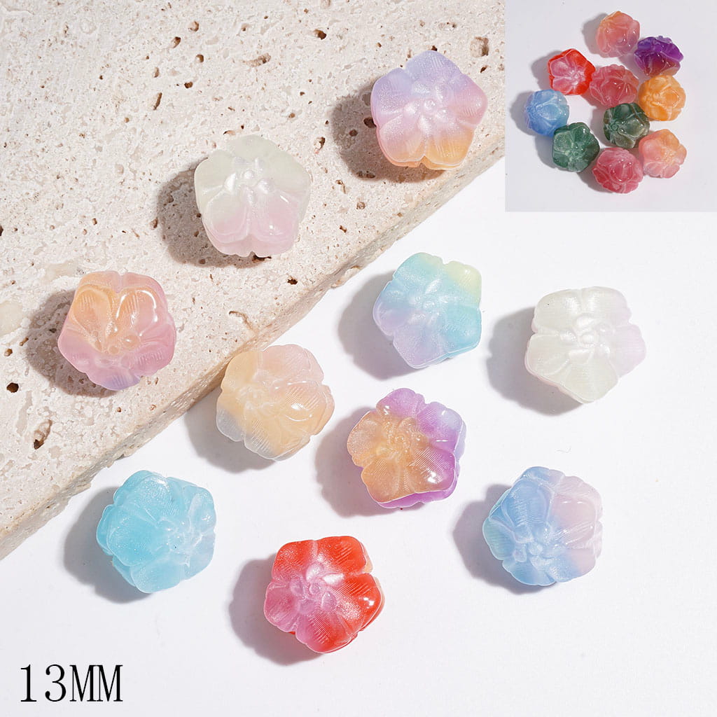 Acrylic Beads Color Changing Double Side Five-Petaled Flower, 13MM, Multi-Color, Random Mix