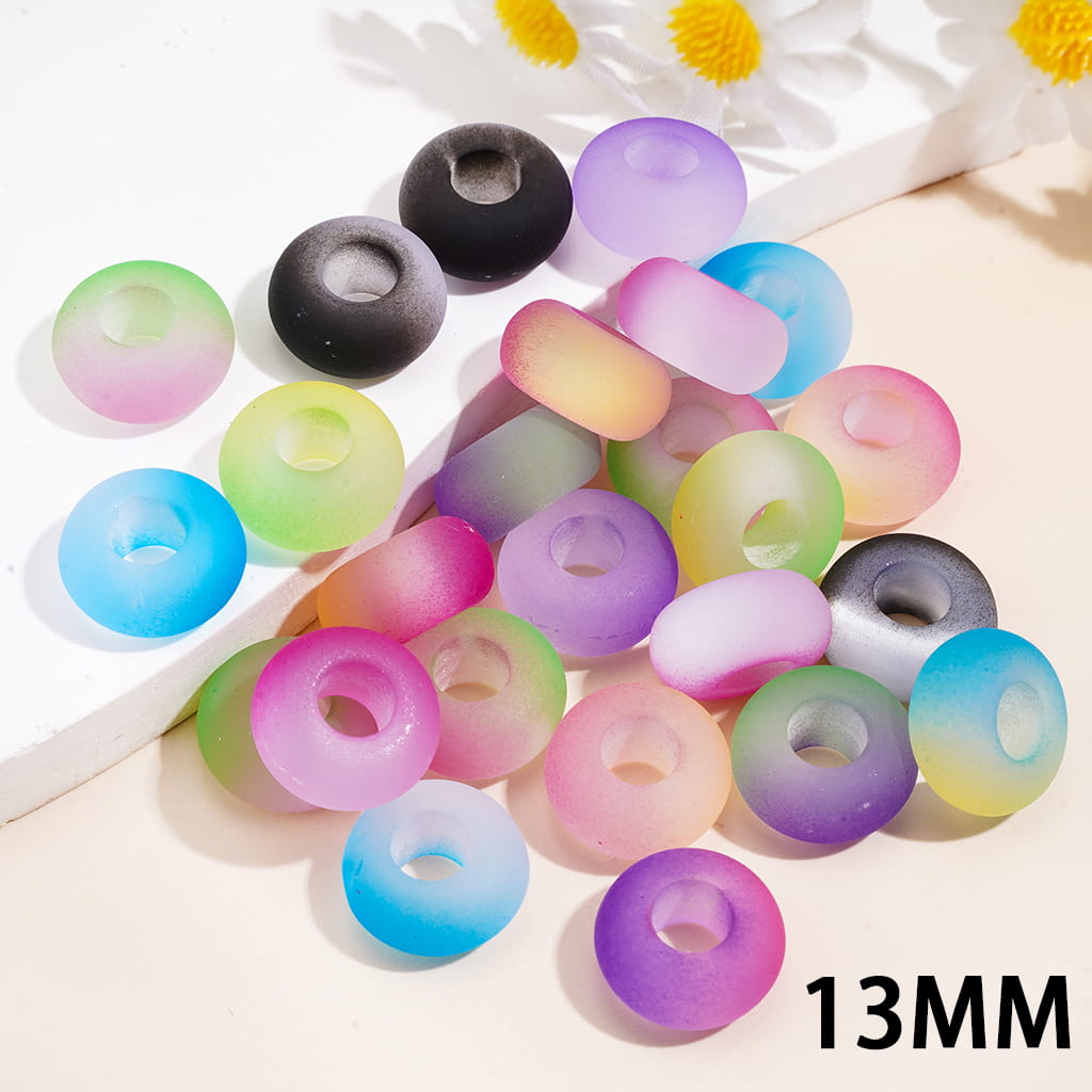 Matte Frosted Abacus Ombre Two-Tone Cat Eye Effect Acrylic Beads, Large Hole, 13MM, Multi-Color