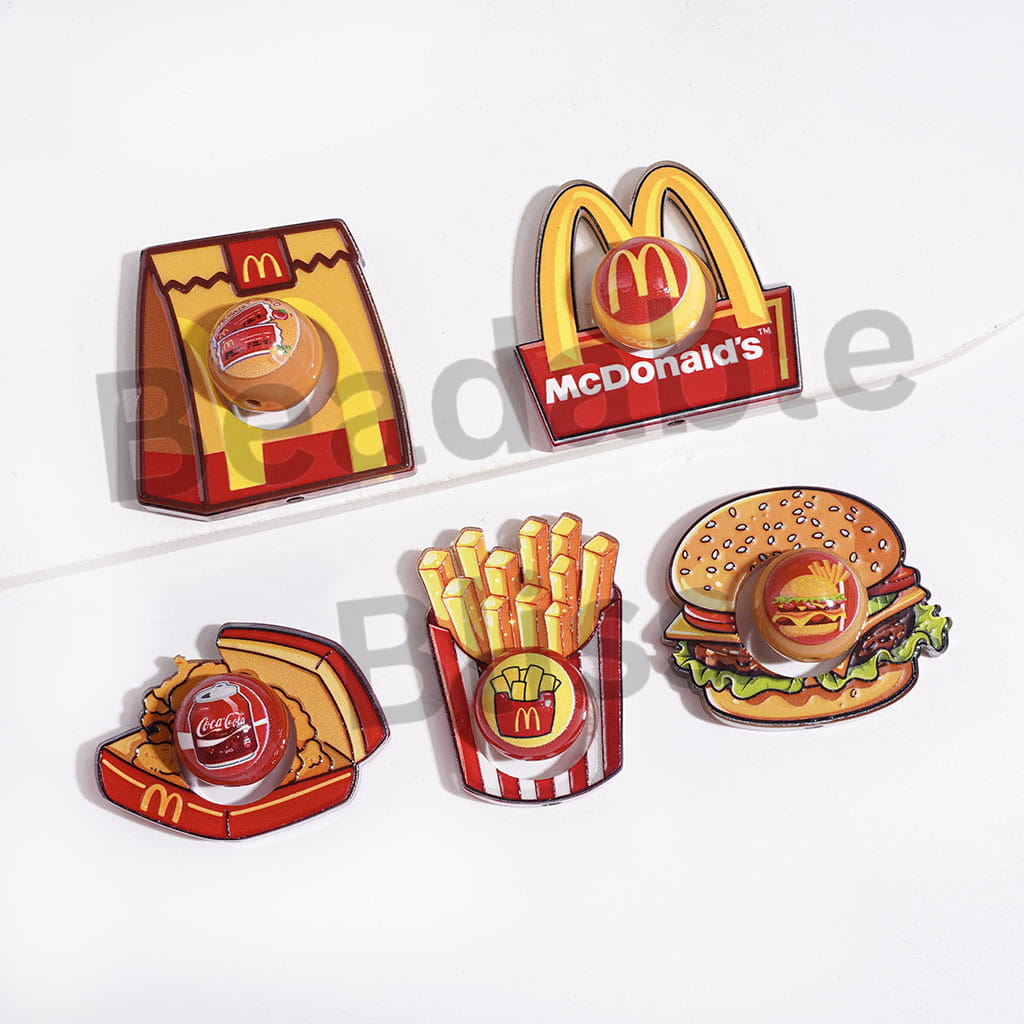 Fast Food Collection Set Acrylic Beads, Random Mix