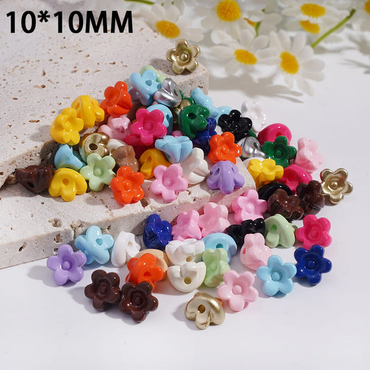 Pendants Charm Solid Color Flower Shaped Acrylic Beads 10*10MM, Random Mix (They Don't Fit for Pen)