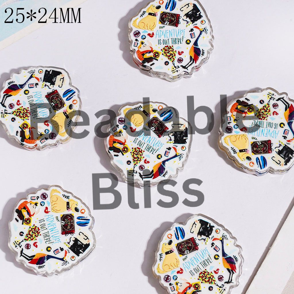 Acrylic Beads with Adventure Series, Flying House Tour Theme, Semi-Clear, 25*24MM