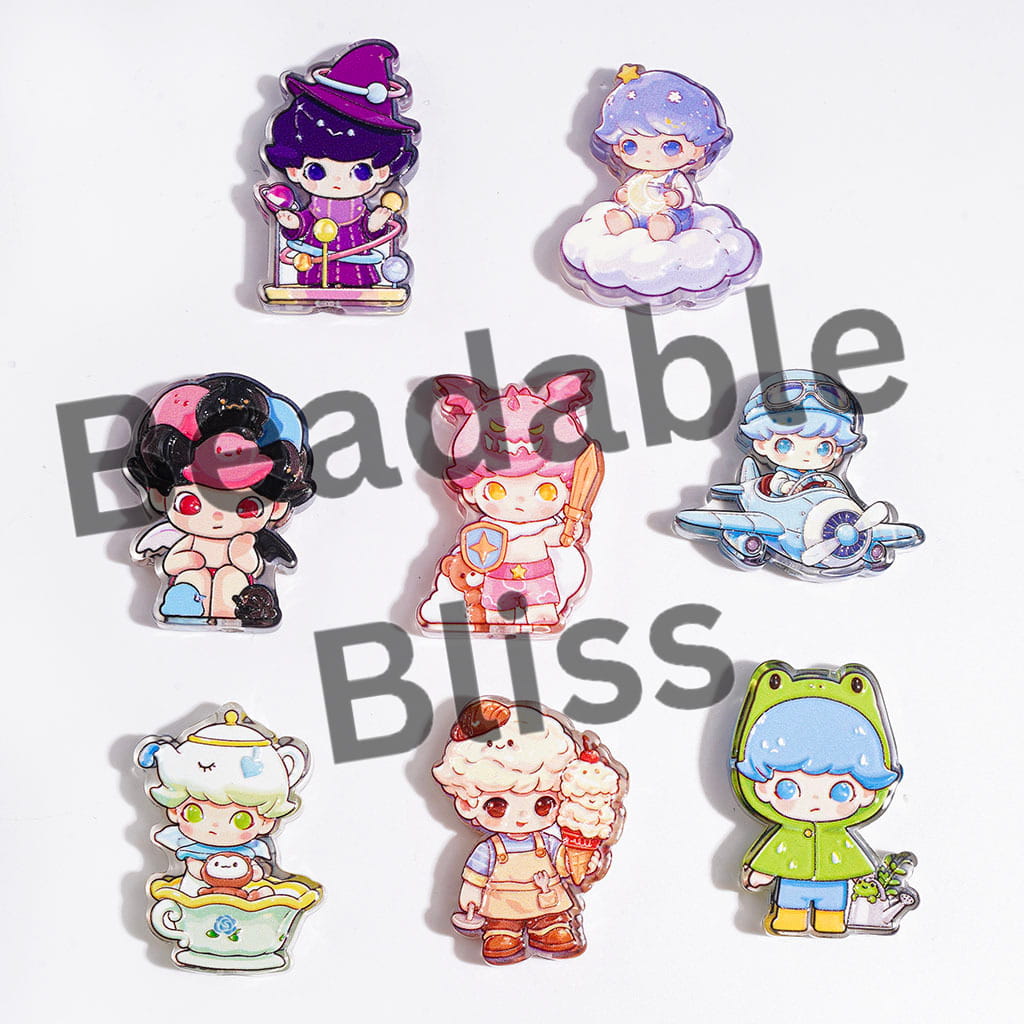 Acrylic Beads with Diverse Style Gothic Style Boy Doll Characters Series, Semi-Clear, Random Mix