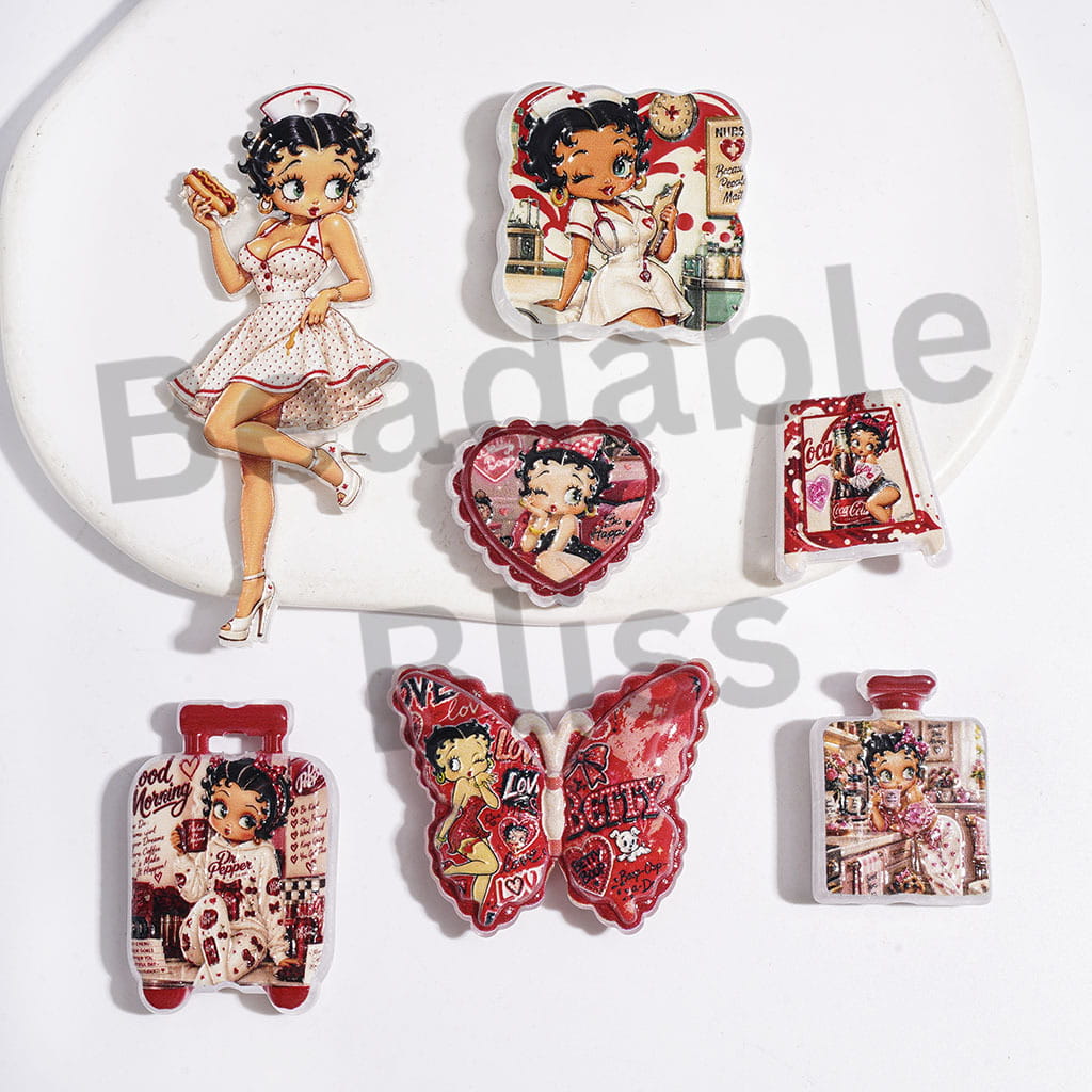 Acrylic Beads and Pendants Old Girl Characters Series, Random Mix