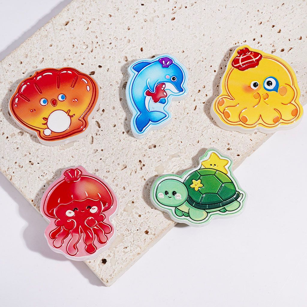 Scallop Dolphins Octopuses Jellyfish Sea Turtles Series Acrylic Beads, Random Mix