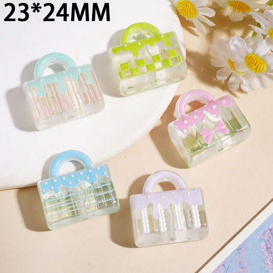 Multi-Color Various Cake Series Handbag Acrylic Beads, 23*24MM Random Mix