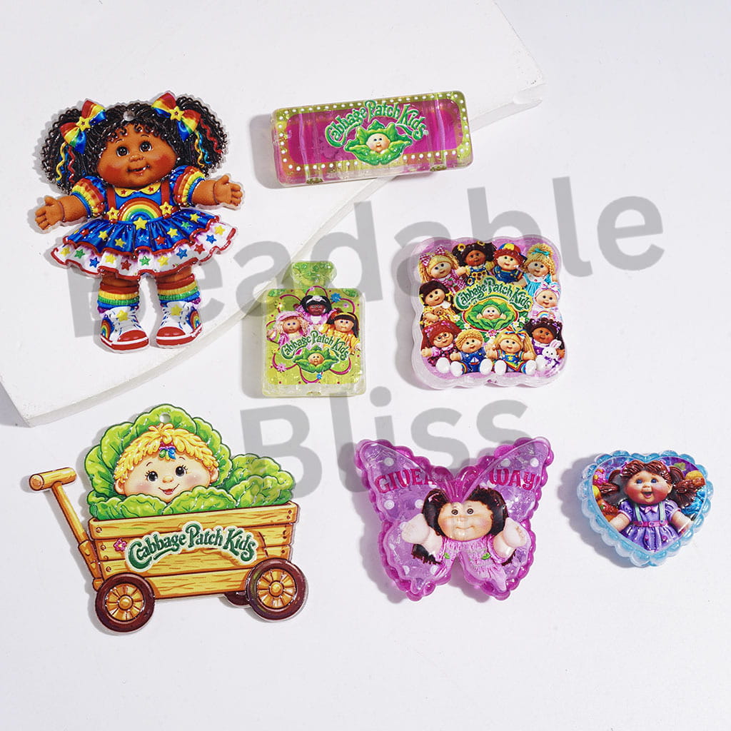 Cabbage Baby Doll Series Acrylic Beads and Pendants, Random Mix