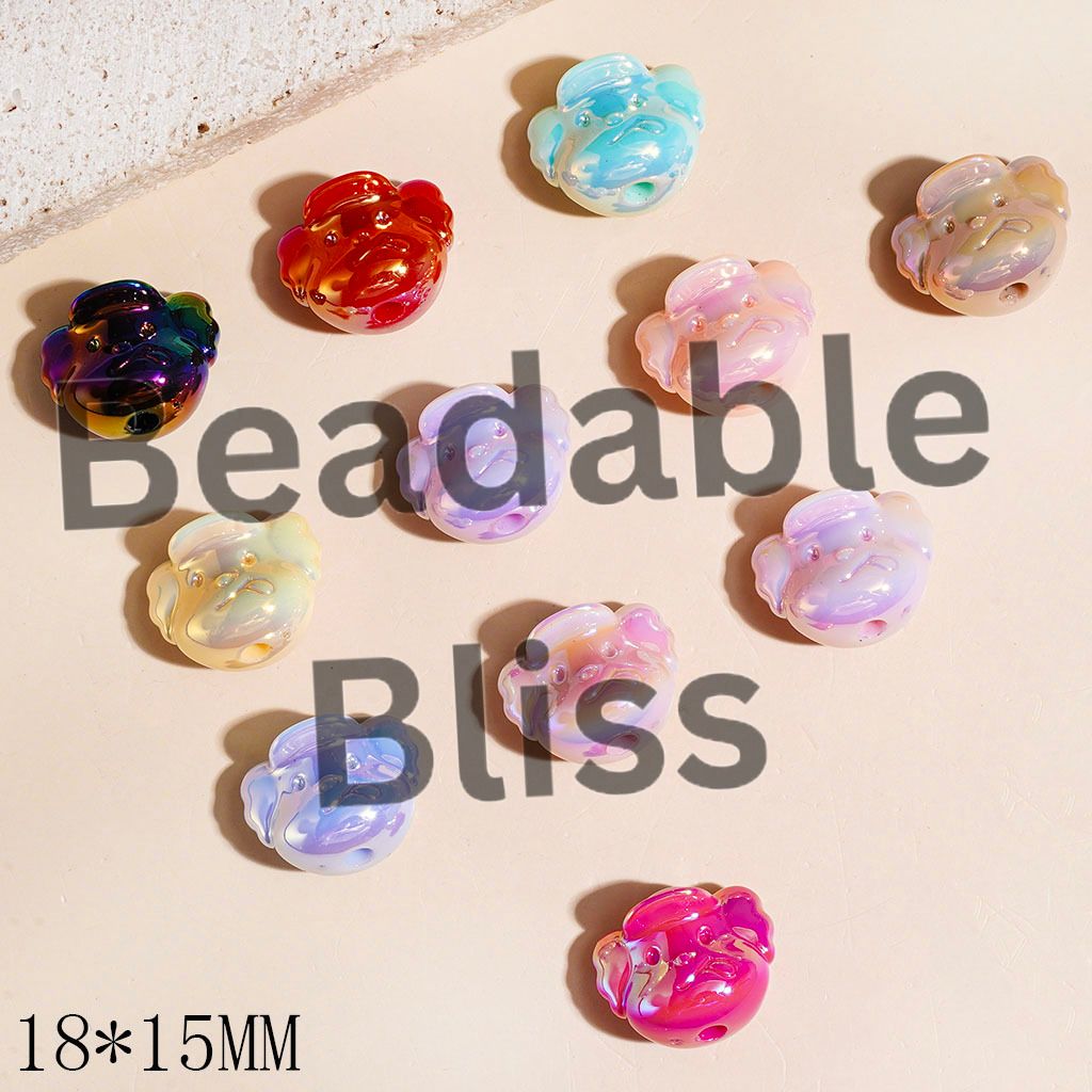 UV-Coated Acrylic Beads Funny Boy Portrait Wearing Hat, 18*15MM Multi-Color Random Mix