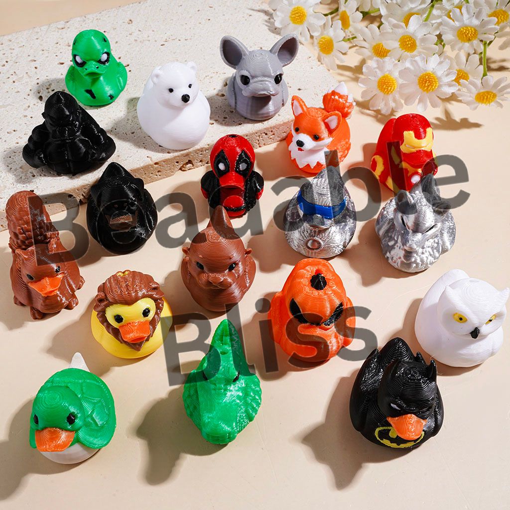 3D Printed PLA Beads Diverse Animal in Duck Shape, Various Style, Random Mix