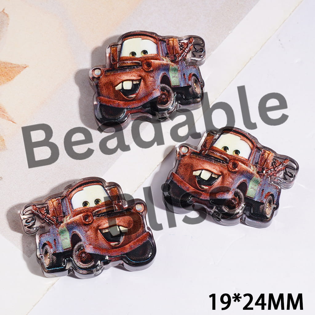 Pleasant Sports Car with Big Tooth Acrylic Beads, 19*24MM, Semi-Clear